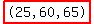 highlight%28%22%2825%2C60%2C65%29%22%29