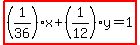 highlight%28%281%2F36%29x%2B%281%2F12%29y=1%29