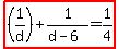highlight%28%281%2Fd%29%2B1%2F%28d-6%29=1%2F4%29