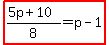 highlight%28%285p%2B10%29%2F8=p-1%29