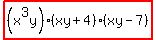 highlight%28%28x%5E3y%29%28xy%2B4%29%28xy-7%29%29