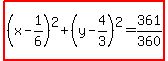 highlight%28%28x-1%2F6%29%5E2%2B%28y-4%2F3%29%5E2=361%2F360%29