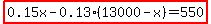 highlight%280.15x-0.13%2813000-x%29=550%29