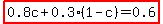 highlight%280.8c%2B0.3%281-c%29=0.6%29