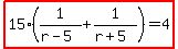 highlight%2815%281%2F%28r-5%29%2B1%2F%28r%2B5%29%29=4%29