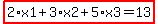 highlight%282%2Ax1%2B3%2Ax2%2B5%2Ax3=13%29