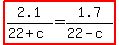 highlight%282.1%2F%2822%2Bc%29=1.7%2F%2822-c%29%29