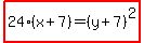 highlight%2824%28x%2B7%29=%28y%2B7%29%5E2%29