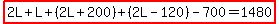 highlight%282L%2BL%2B%282L%2B200%29%2B%282L-120%29-700=1480%29