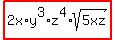 highlight%282x%2Ay%5E3%2Az%5E4%2Asqrt%285xz%29%29
