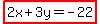 highlight%282x%2B3y=-22%29