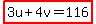 highlight%283u%2B4v=116%29