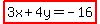 highlight%283x%2B4y=-16%29
