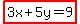highlight%283x%2B5y=9%29