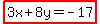 highlight%283x%2B8y=-17%29