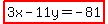 highlight%283x-11y=-81%29