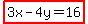 highlight%283x-4y=16%29