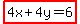 highlight%284x%2B4y=6%29