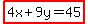 highlight%284x%2B9y=45%29