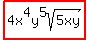 highlight%284x%5E4y%5E5sqrt%285xy%29%29