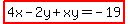 highlight%284x-2y%2Bxy=-19%29