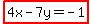 highlight%284x-7y=-1%29