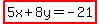 highlight%285x%2B8y=-21%29