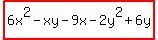 highlight%286x%5E2-xy-9x-2y%5E2%2B6y%29