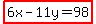 highlight%286x-11y=98%29
