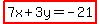 highlight%287x%2B3y=-21%29