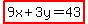 highlight%289x%2B3y=43%29
