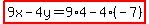 highlight%289x-4y=9%2A4-4%2A%28-7%29%29