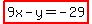 highlight%289x-y=-29%29