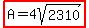 highlight%28A=4sqrt%282310%29%29