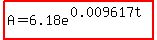highlight%28A=6.18e%5E%280.009617t%29%29