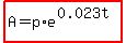 highlight%28A=p%2Ae%5E%280.023t%29%29