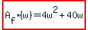 highlight%28A%5Bf%5D%28w%29=4w%5E2%2B40w%29
