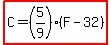 highlight%28C=%285%2F9%29%28F-32%29%29