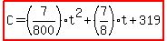 highlight%28C=%287%2F800%29t%5E2%2B%287%2F8%29t%2B319%29