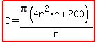 highlight%28C=pi%284r%5E2%2Ar%2B200%29%2Fr%29