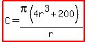 highlight%28C=pi%284r%5E3%2B200%29%2Fr%29