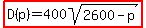 highlight%28D%28p%29+=+400sqrt%282600+-+p%29%29