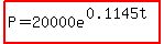 highlight%28P=20000e%5E%280.1145t%29%29