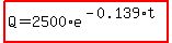 highlight%28Q=2500%2Ae%5E%28-0.139%2At%29%29