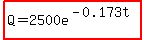 highlight%28Q=2500e%5E%28-0.173t%29%29