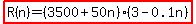 highlight%28R%28n%29=%283500%2B50n%29%283-0.1n%29%29