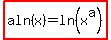 highlight%28aln%28x%29=ln%28x%5Ea%29%29
