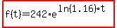 highlight%28f%28t%29=242%2Ae%5E%28ln%281.16%29t%29%29