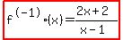 highlight%28f%5E-1%28x%29+=+%282x%2B2%29%2F%28x-1%29%29