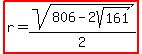 highlight%28r=sqrt%28806-2sqrt%28161%29%29%2F2%29